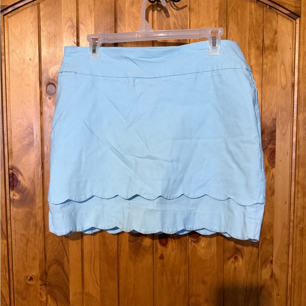 Crown & Ivy Light Blue Scalloped Mini Skirt